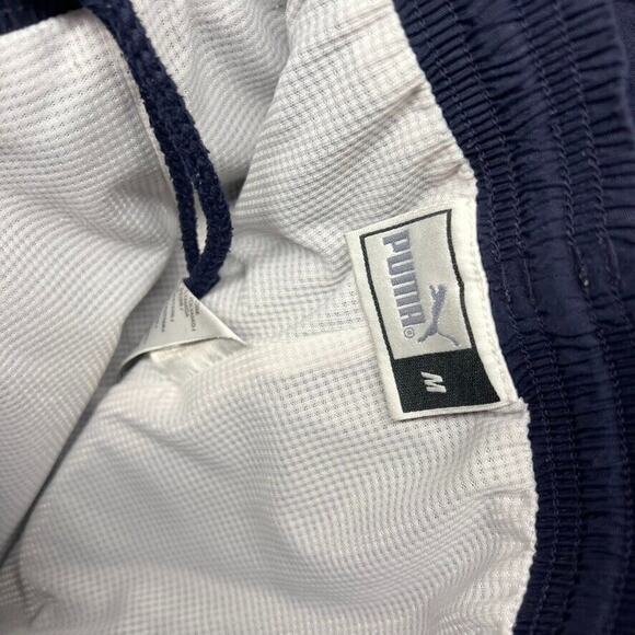 Vintage Puma Track Pants Men's medium Blue Cuffed joggers Embroidered Logo 90s - Picture 11 of 12